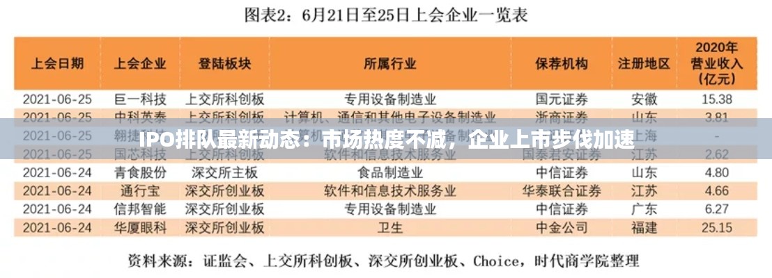 IPO排队最新动态：市场热度不减，企业上市步伐加速