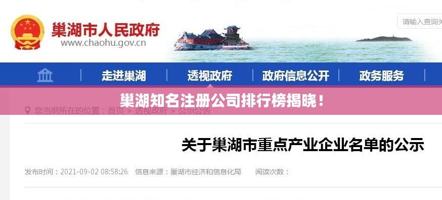巢湖知名注册公司排行榜揭晓！